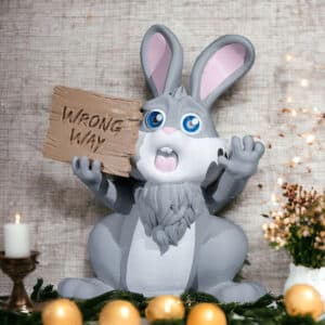 Wrong Way Bunny Sign